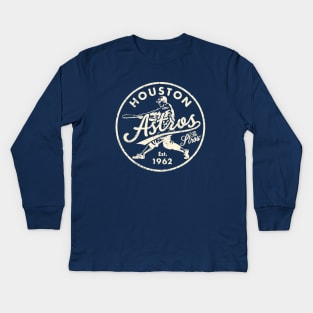 Old Style Houston Astros 2 by Buck Tee Kids Long Sleeve T-Shirt